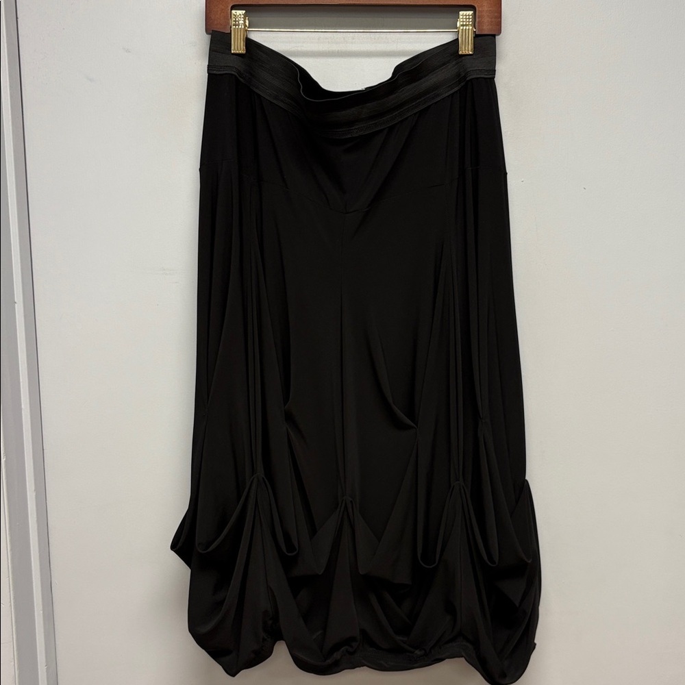Artex Fashions Black Draped Bubble Hem Sculptural Skirt XL Made in Canada